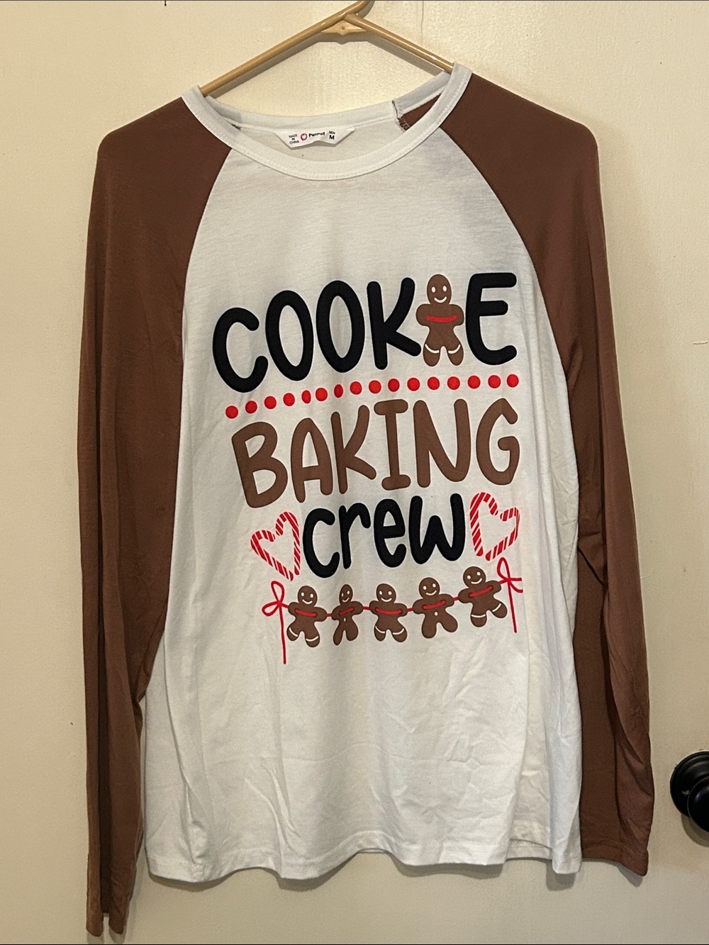 PatPat White Crewneck Tee with Red Logo Detail (PJ Shirt and Pants)
